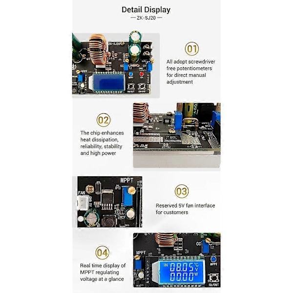 -SJ20 Automaattinen Step Up Down -moduuli MPPT LCD-näyttömoduulilla