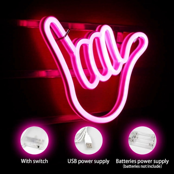 2025 Egnet Finger Neon Skilt Lucky Gesture Neon Pink Neon Lys Skilt Håndformede Neon Lys til Soveværelse Bar