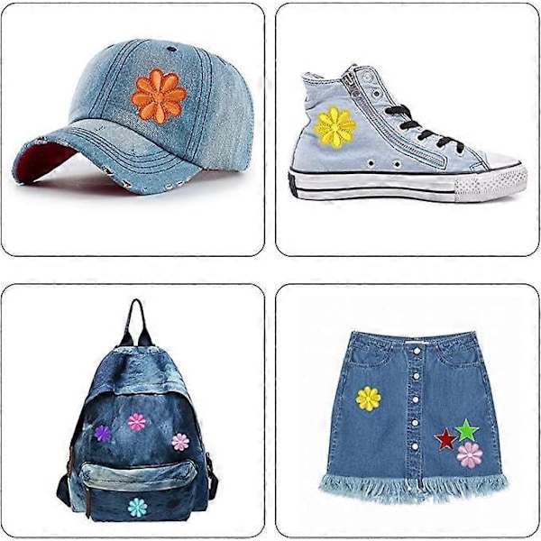 30 stk. broderi stryke-på-lapp sy-på-lapp, blomsterlapp klistremerke sy-på stryke-på-lapper, brodert merke applikasjonslapper for klær jeans hatt bag