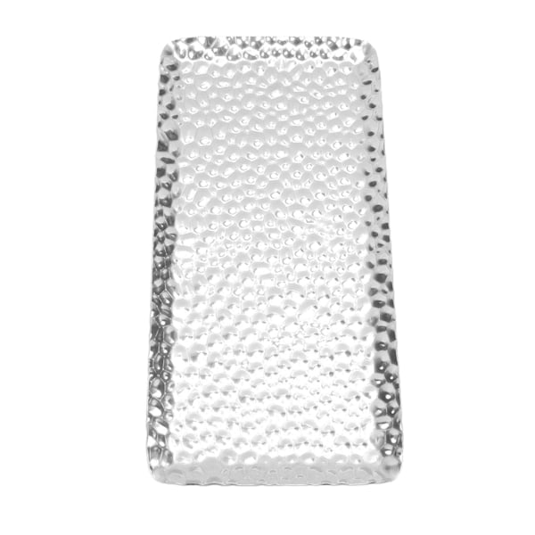 Hammered Bakke - Elegant Lugtfri Rustfrit Stål Serveringsbakke til Stue Soveværelse Køkken Badeværelse 19,5x9,5cm Sølv