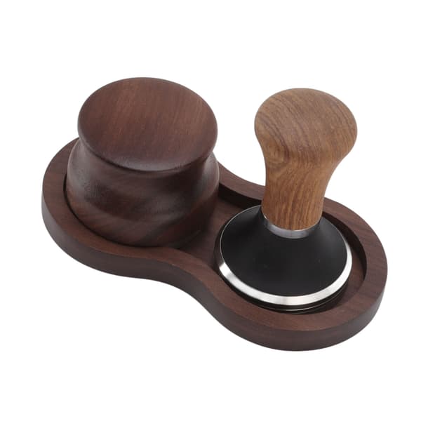 Kaffehammares tampningssats Valnöt Rostfritt Stål Tamper Distributor Set med Universal Bas för Kök 51mm/2in