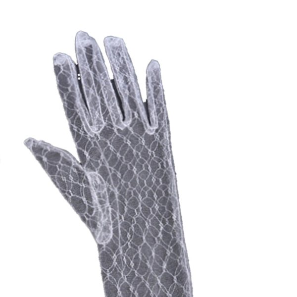 Beige bröllopshandskar bekväma andningsbara eleganta fashionabla enkellager mesh garn mesh handskar beige lång typ
