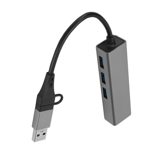USB3.0 Hub 5Gbps Plug and Play 4-ports aluminiumslegering USB C til RJ45-adapter til Windows til Linux til OS X Sølvgrå