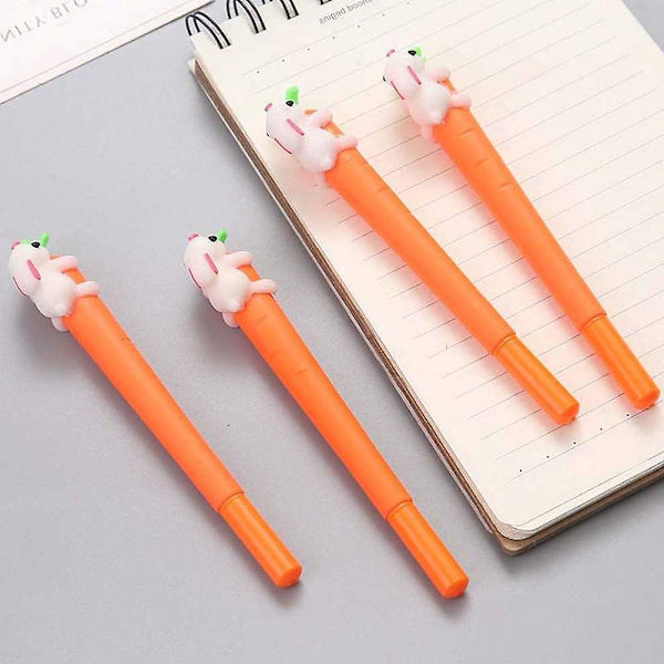 5 stk Cute Bunny Gulerod Gel Penne Sæt - Student Kontor Skoleartikler Påskegave