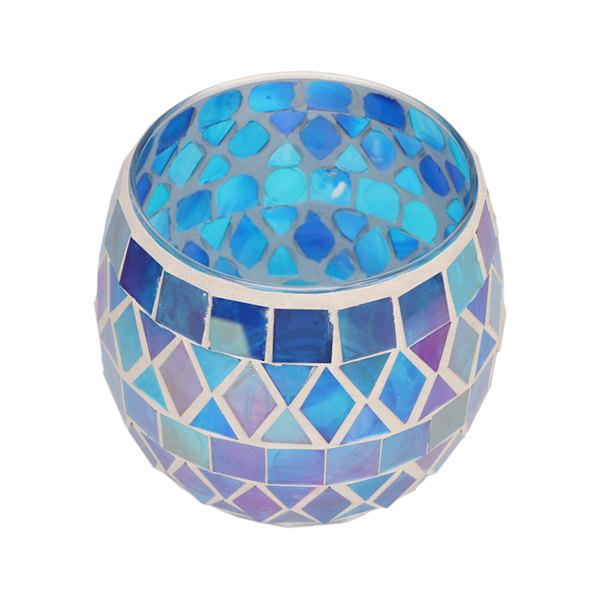 Lilla blå mosaikk glass lysestake Romantisk DIY duftende stearinlys kopp telys stativ for stuen