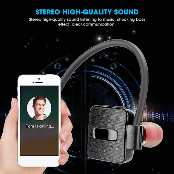 Sports bageste Bluetooth-headset 4.1 trådløs binaural vandtæt mobiltelefon universal hovedtelefon