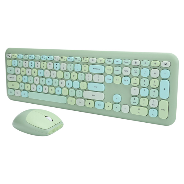 Trådløst tastatur musekombinationer 110 taster 2,4GHz chip til kontorhusholdningscomputertilbehør Grøn blandet farve