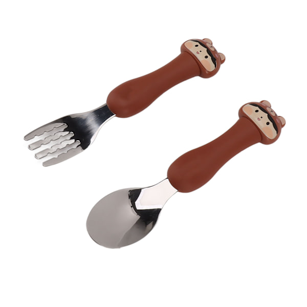 Baby Fork Cute Cartoon Shaped Spoon PP Handle Stainless Steel Tableware for Children Feeding Training Bear