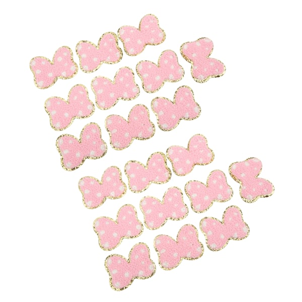 20 stk Sløyfer Strykelapper Mote Rosa Søt DIY Sløyfe Sy Broderi Chenille Lapper for ryggsekker Klær Jakker