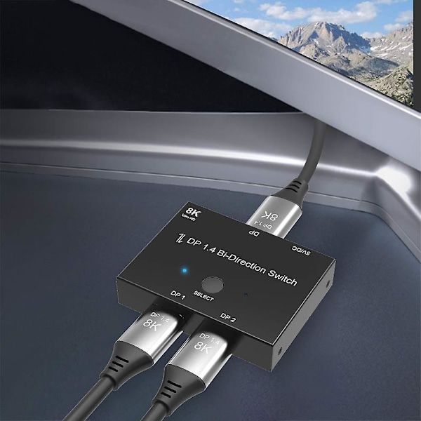 8K DP 1.4 Tosidig Bryter: 4K@120Hz Splitter & Konverter for Flere Kilder og Skjermer