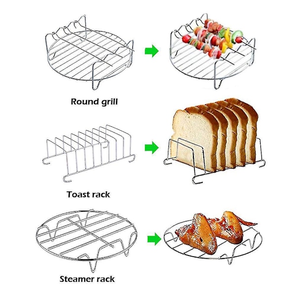 Ruostumattomasta teräksestä valmistettu kaksinkertainen 15 cm/6 tuuman ilmafriteerausgrillin ritilä