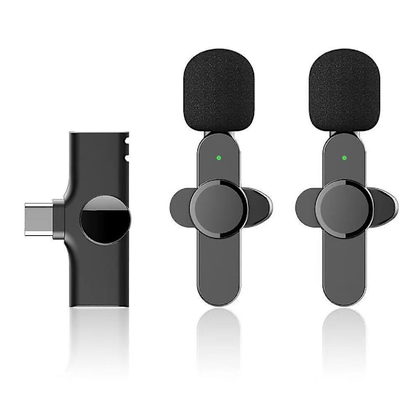 Trådløs Lavalier-mikrofon 2-pakning for iPhone iPad 24G Ultra Lav Forsinkelse Plug and Play Innebygd Støyreduksjonsbrikke