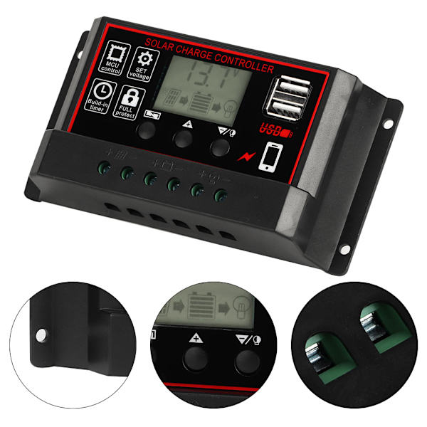 12V 24V 50A Solcelle Oplader Fotovoltaisk Controller USB 5V Output med Digitalt Display