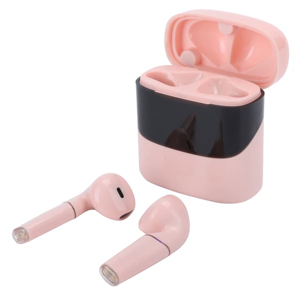 T12 Trådløs Bluetooth 5.0 Hodetelefon TWS Digitale Ørepropper med Ladeetui Rosa