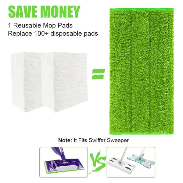Genanvendelige klude til Swiffer WetJet, 6-pak moppeerstatning til Swiffer WetJet spray, vaskbare mikrofibermopper til gulvrengøring