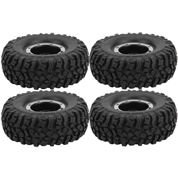 4 kpl 1/10 kauko-ohjattavat 1,9 tuuman alumiinivanteet ja 115 mm kumirenkaat D90/F350/SCX10 musta
