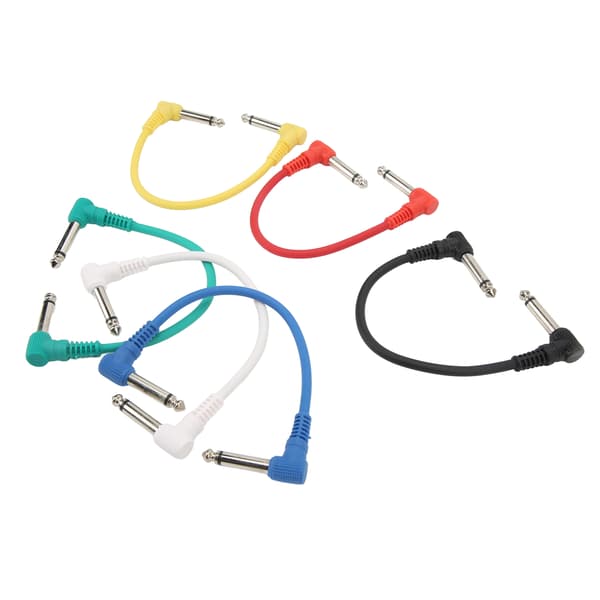 6 stk. Guitar Effekt Kabel Retvinklet Universal Instrument Patch Kabler til Pedaler 6,35 mm