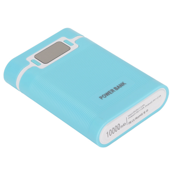 DIY Mobil 18650 Batteriladdare Powerbank 4 Batterier Kapacitetslåda Mikroingång 2-vägsladdning med LCD-display Blå