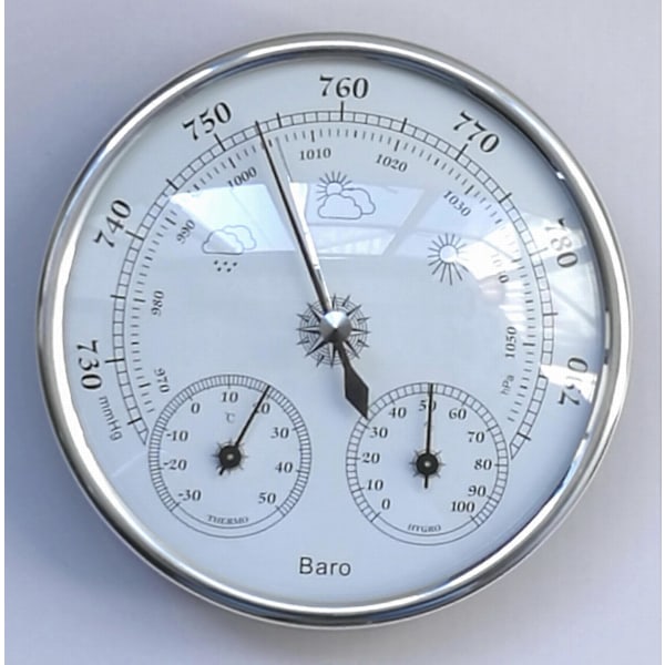 Silver Barometer, Väderstation med Barometer och Hygrometer Termometer, 3 i 1 Väggmonterad Analog Väderstation, för Inomhus och Utomhus