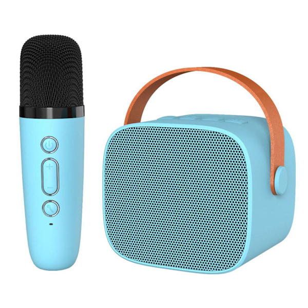 Mini Karaoke Machine HiFi Surround Sound Portable Bluetooth Speaker with Microphone for Home Outdoor Sky Blue