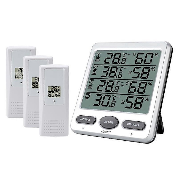 Digitalt termometer med fjernsensor, trådløst elektronisk termo-hygrometer for innendørs og utendørs bruk, for barnerom