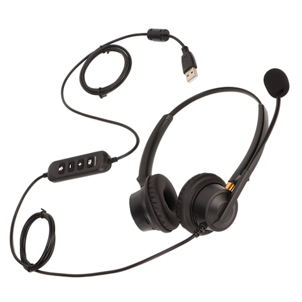 Telefonheadset ENC aktiv brusreducering dubbla öronvolym justerbar mute-kontroll USB affärsheadset