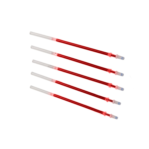 5 geelikynän täyttöä, 0,5 mm viivanleveys, tasainen kirjoitus, kulutusta kestävä Red Ballpoint