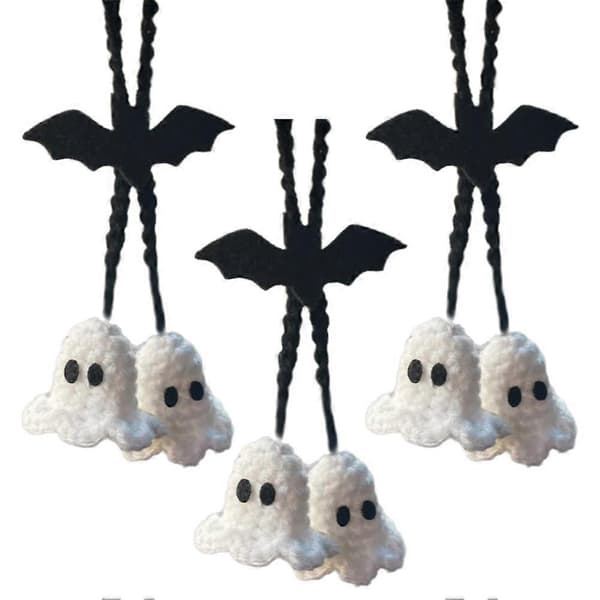 Handmade Crocheted Halloween Plush/Soft Bag or Car Pendant - Ghost 3pcs