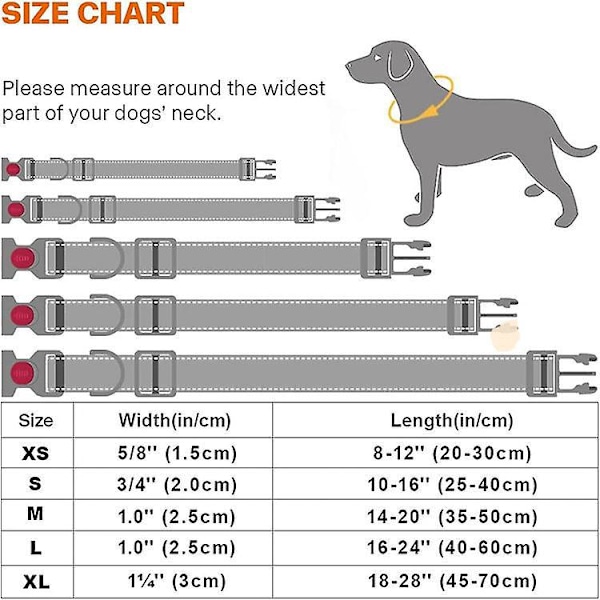 Hundhalsband, Klassiskt Justerbart Reflexhalsband i Nylon med Andningsbar Mjuk Vaddering M, Röd