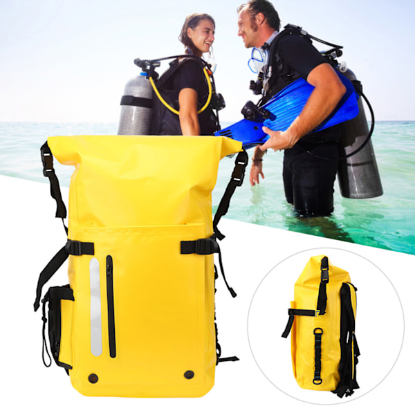 30L Vanntett Dykkerbag Snorkling Ryggsekk Utstyr for Svømming Elvetracing Drifting Tørr Våt Separasjongul