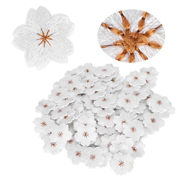 100 stk. broderiklæbestof mønster blomme strygemærker DIY rygsæk tøj tilbehør