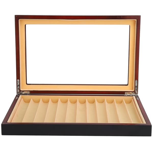 12 Cifret Træ Fyldepen Display Case Sort Bage Lak Pen Opbevarings Gaveæske