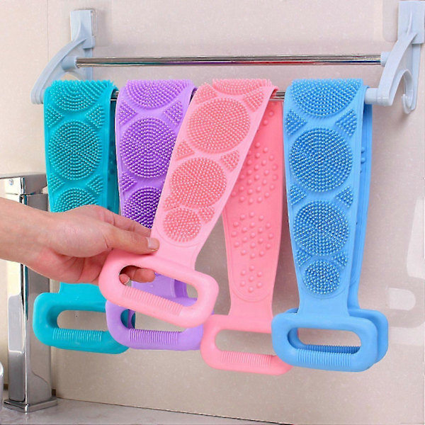 Silikon Badborste Exfolierande Ryggskrubbare för Män & Kvinnor Dusch Bad Hudmassage Djuprengöring Zekai Grön 70cm