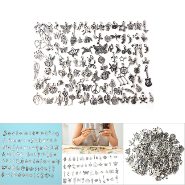 Dyp sølvlegering håndlagde DIY-anheng Tilbehør for armbåndfremstilling (100 stiler)