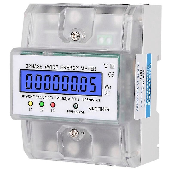 DDS024 5-100A 380V 50Hz enfas AC-amperemeter med LCD-display, transparent hölje