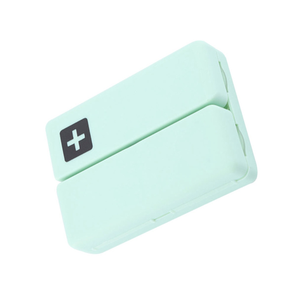 Bärbar medicinväska hopfällbar magnetisk pillerlåda organizer med 7 fack (grön)