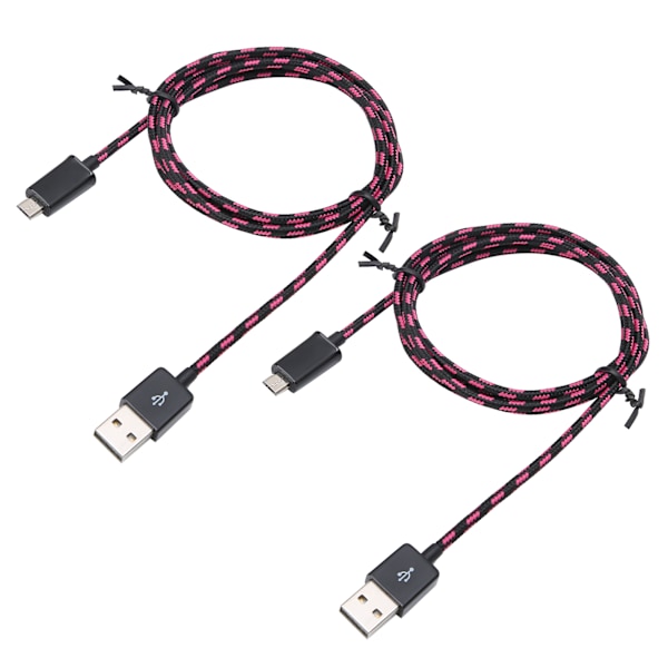 2 stk hurtigladende kabel Micro USB datakabel nylonflettet kabel for Android-telefon