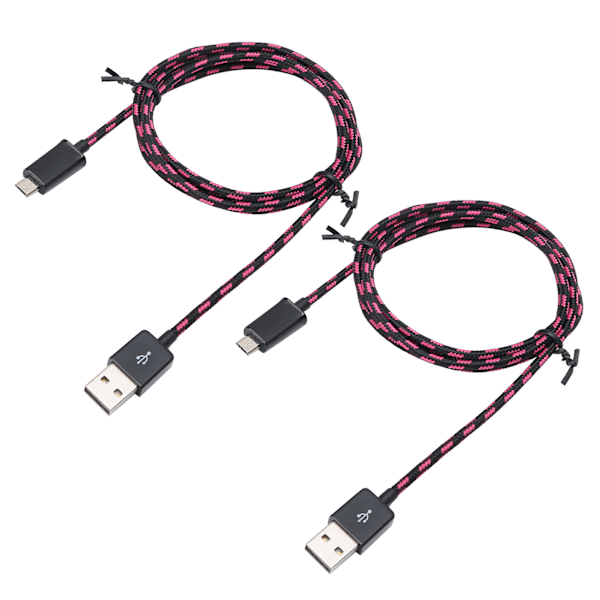 2 stk. Hurtigopladningskabel Micro USB Datakabel Nylon Flettet Kabel til Android-telefon