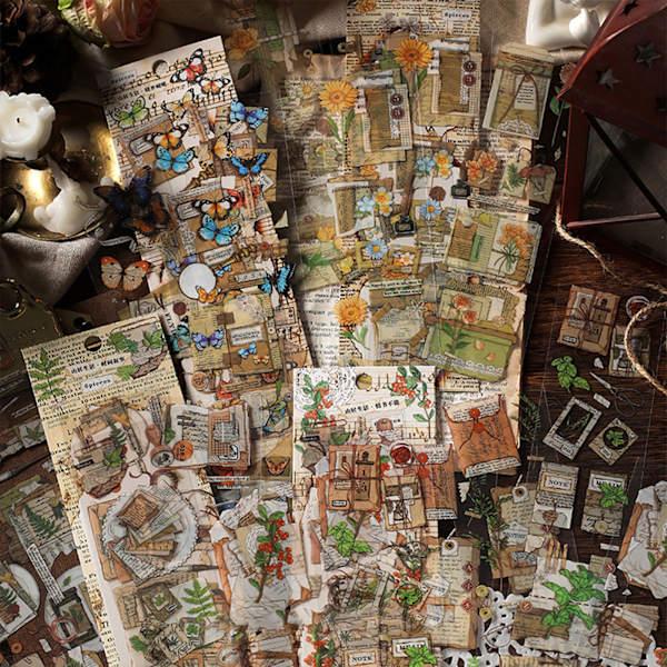 6 arkkia Vintage Natural -tarroja PET DIY Helppo poisto Scrapbook -tarroja askarteluun Journaling -koristelu Rakkauskirje