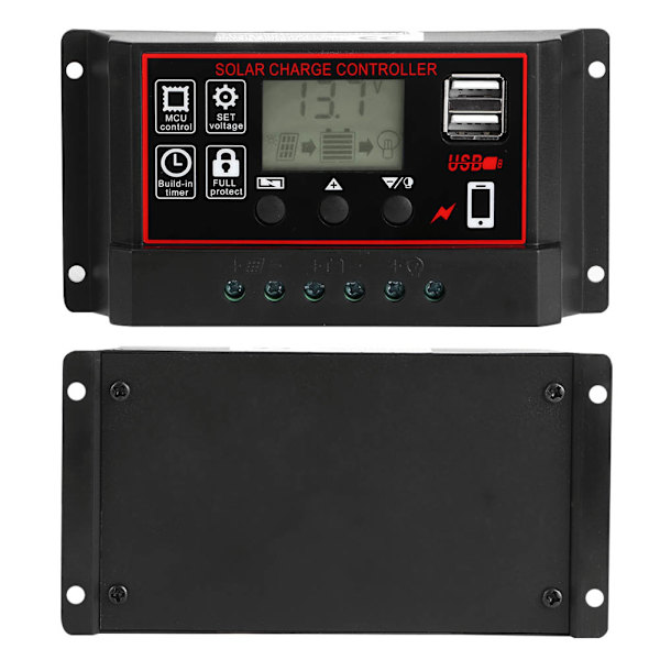 12V 24V 50A Solcelle Oplader Fotovoltaisk Controller USB 5V Output med Digitalt Display