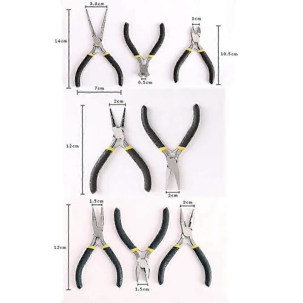 8-delars minitångset, DIY smyckesverktyg 11,4 cm smyckestänger 8-delars set serie lång mun med tänder, platt mun, rund böjd nål, sned