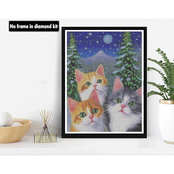 Cat Diamond Painting Kit - komplett 30x40 cm broderi set för korsstygn, djurdesign, DIY vardagsrum och sovrum väggdekoration