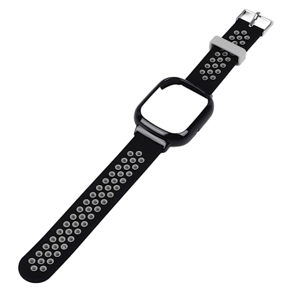 Udskiftningsurrem med etui til Honor Watch 4 Silikone PC Multi Huller Justerbar Beskyttende Armbånd Dæksel Sort Grå