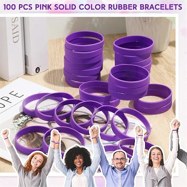 100 st Blank Elastiska Enfärgade Silikonarmband Stretch, B