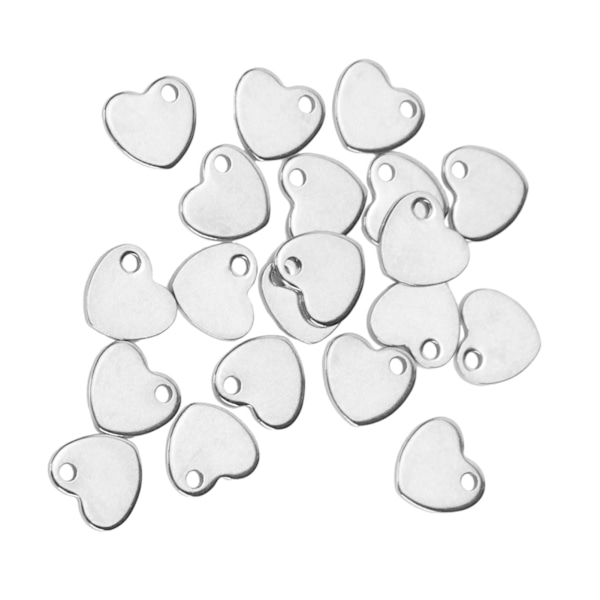 20 kpl Tee-se-itse sydämen muotoinen riipus ruostumattomasta teräksestä ja reikäkorujen valmistustarvike (teräksen väri 6,5 x 7 mm)