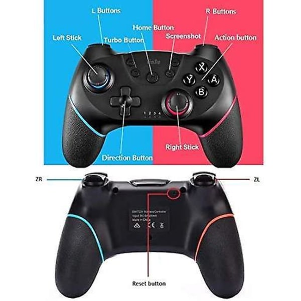 Trådlös Nintendo Switch Pro-kontroller med en knappväckning, justerbar turbo, 6-axlig gyrosensor och vibration