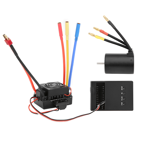 3650 Borstlös motor 4300KV+60A Borstlös ESC T-kontakt Programmeringskort Set för 1//10 RC Bil