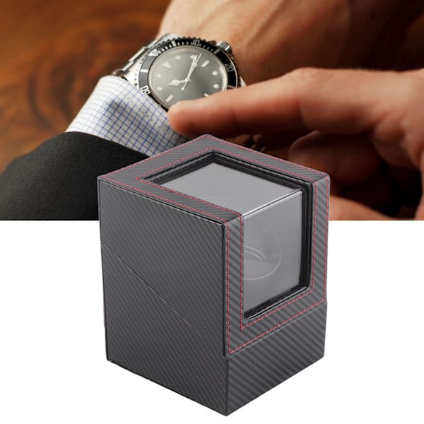 Automatisk klockuppdragningsbox i kolfiber, displayförvaringslåda för armbandsur, mekanisk klocka, 100-240V US-kontakt