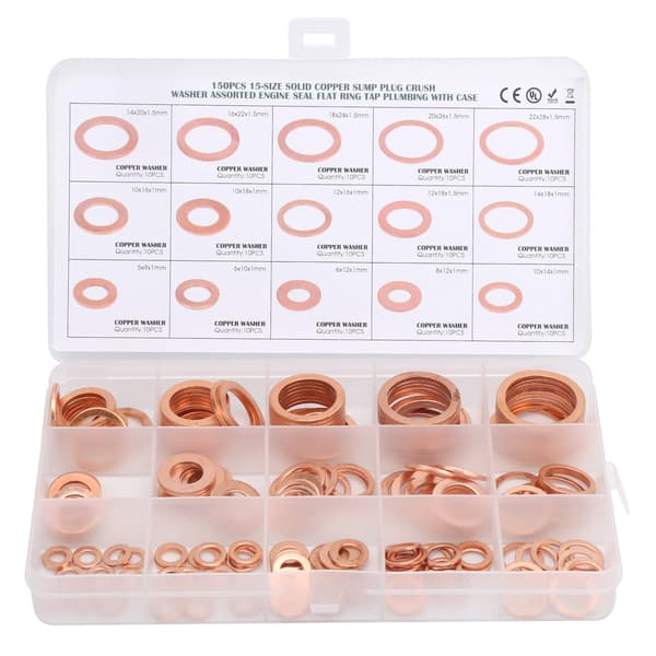 150 st platta tätningsringar röd koppar packning O-ring packning tätningsring bricka