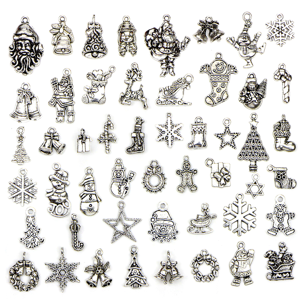 DIY Pendants Accessories Christmas Pattern Deep Silver for Making Jewelry(50pcs styles)